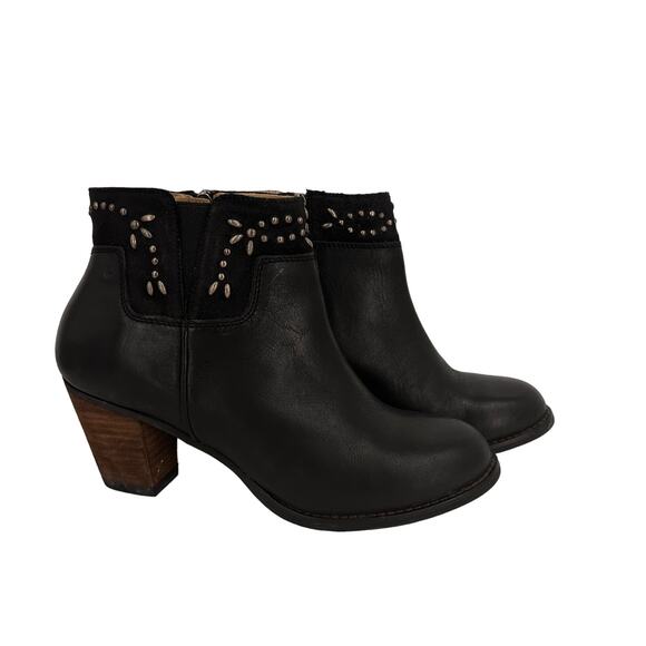 Olukai Ho'Ohilu Women's Black Leather Healed Zipper Booties Size 9